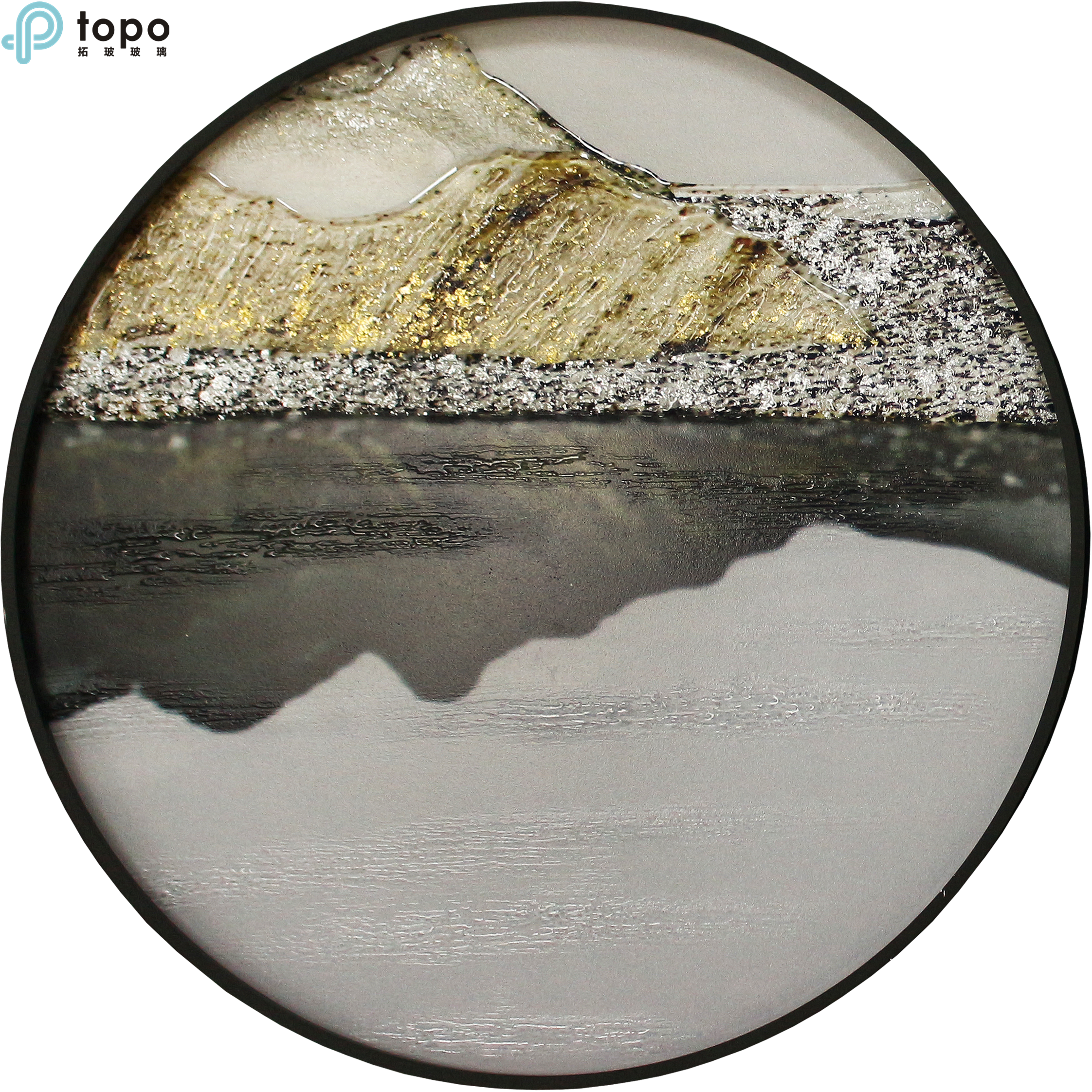 Peinture moderne en verre d'art moderne de cercle de 400mm 500mm de style chinois sur l'approvisionnement