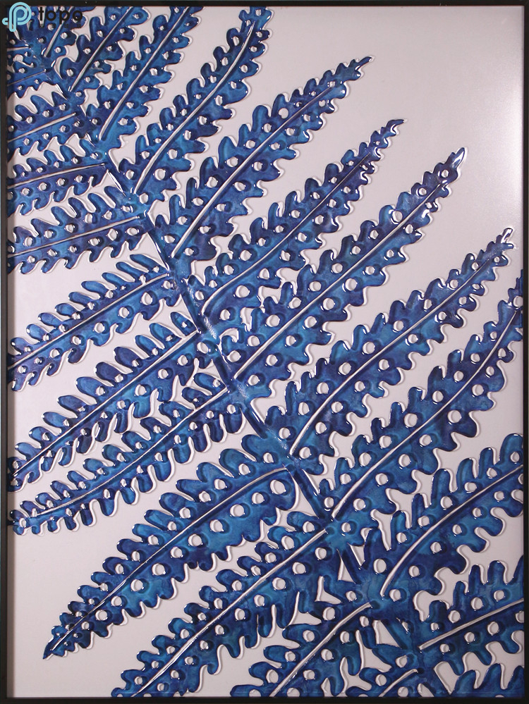 Gros nordique nouveau design plantes vertes fleur Tenture murale décoration en verre peinture