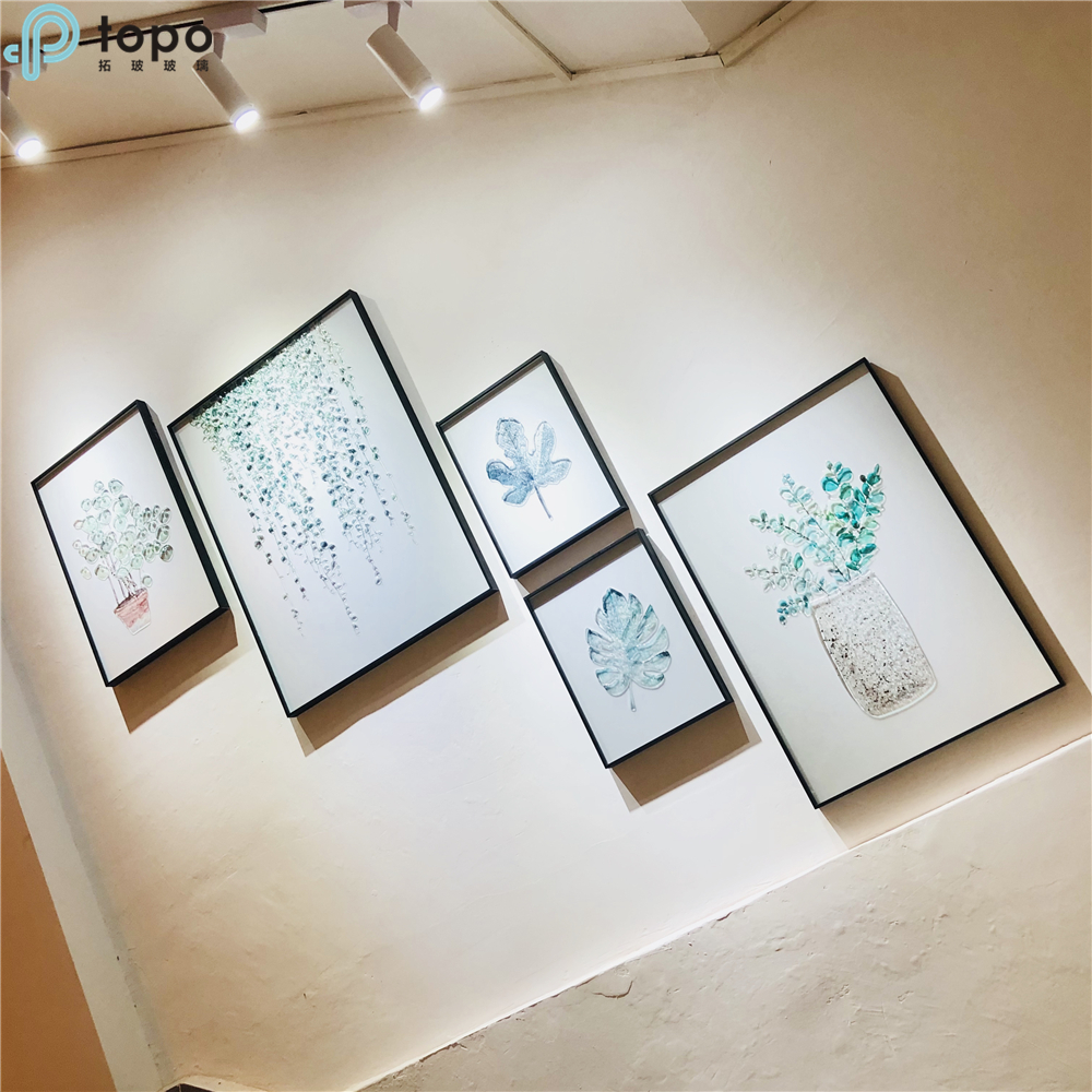 Peinture décorative en verre de fusion de feuille verte d'art de petite taille de fusion