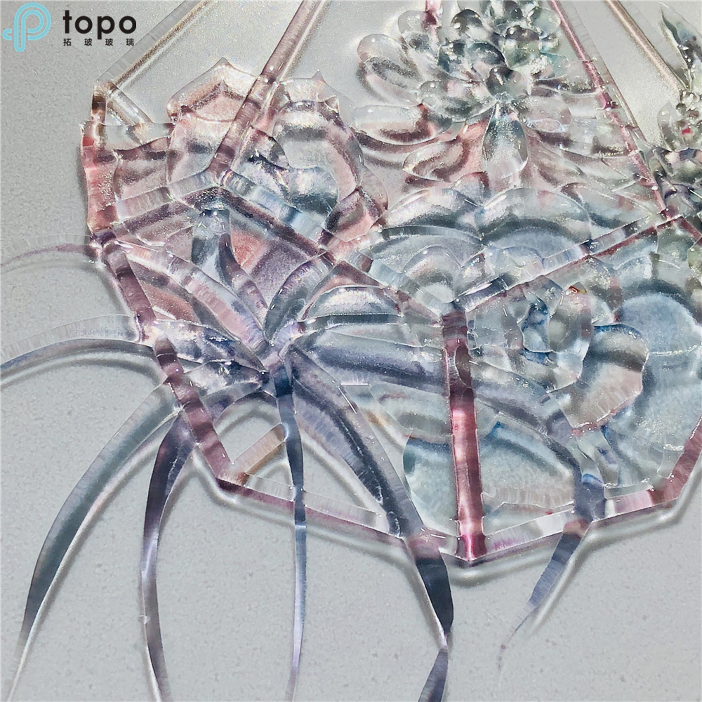 Mur suspendu moderne Art coloré décor plante succulente Loft peinture sur verre