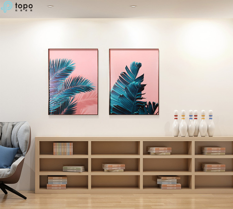 Guangzhou H800mm * 600mm Nordique En Gros Vert Plante Suspendue Mur Verre Peinture pour La Décoration Intérieure