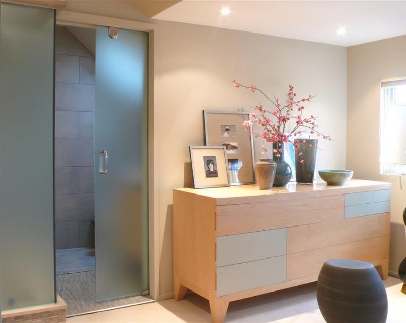 Porte en verre d&eacute;poli acide