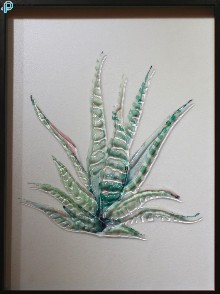 Chinois moderne style nordique plante verte décoration murale Art peinture en verre pour la décoration de la maison