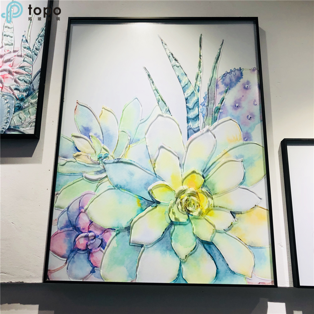 Mur suspendu moderne Art coloré décor plante succulente Loft peinture sur verre