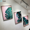 Style nordique 3 pièces H800mm * 600mm feuille verte suspendus mur salon verre peinture