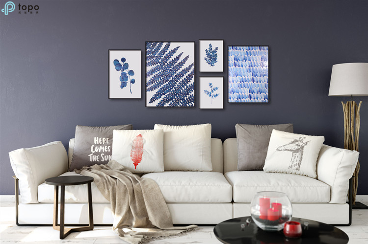 Gros nordique nouveau design plantes vertes fleur Tenture murale décoration en verre peinture