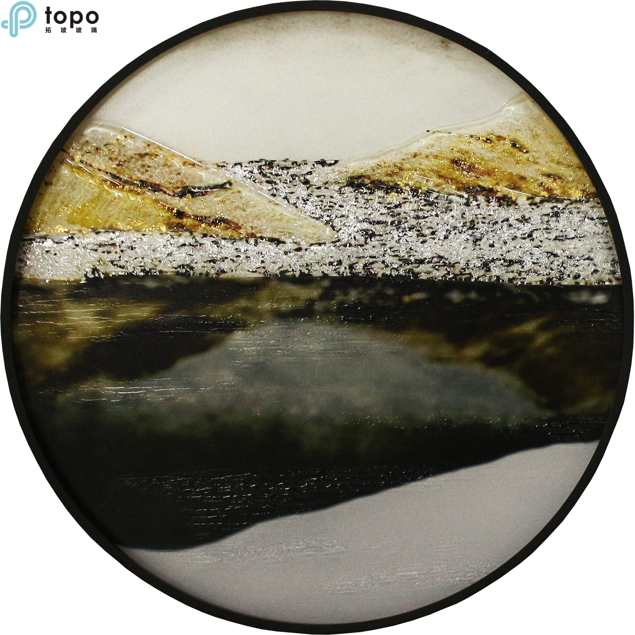 Peinture moderne en verre d'art moderne de cercle de 400mm 500mm de style chinois sur l'approvisionnement