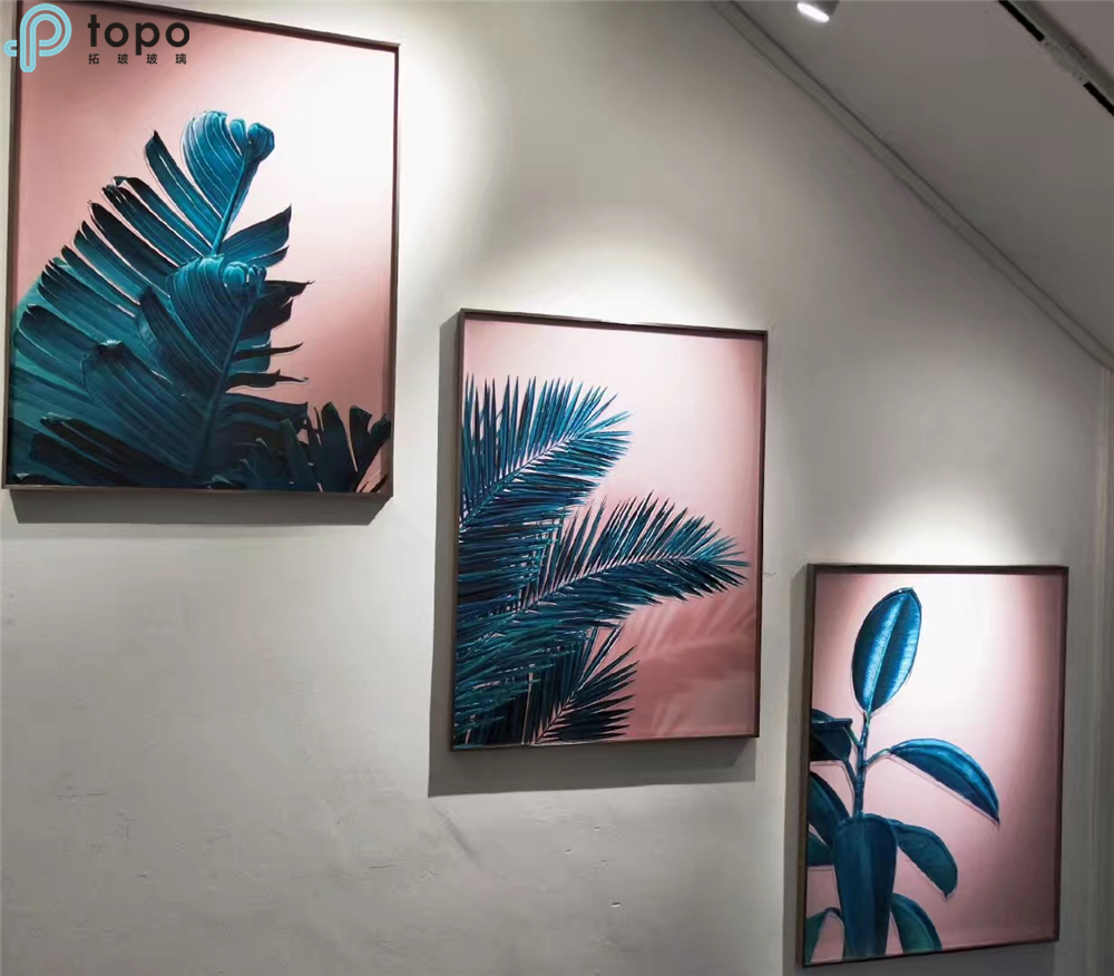 Guangzhou H800mm * 600mm Nordique En Gros Vert Plante Suspendue Mur Verre Peinture pour La Décoration Intérieure