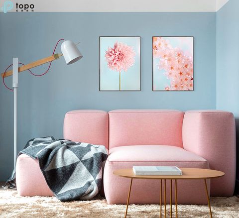 Wholesale H800mm*600mm Nordic Style Art Wall Hanging Pink Flower Painting