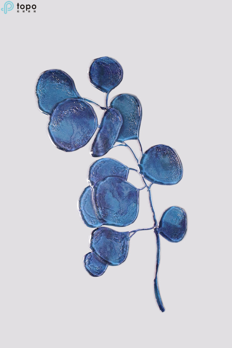 Gros nordique nouveau design plantes vertes fleur Tenture murale décoration en verre peinture