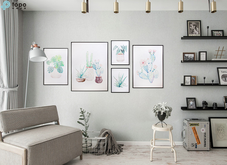 Chinois moderne style nordique plante verte décoration murale Art peinture en verre pour la décoration de la maison