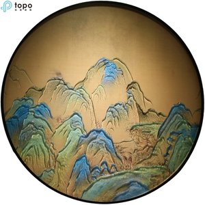 En gros paysage moderne 400 mm 500 mm cercle décoratif métal encadré peinture murale