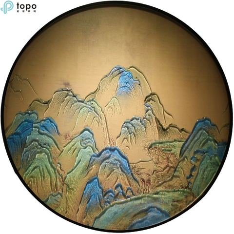 En gros paysage moderne 400 mm 500 mm cercle décoratif métal encadré peinture murale