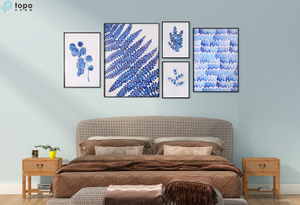 Gros nordique nouveau design plantes vertes fleur Tenture murale décoration en verre peinture