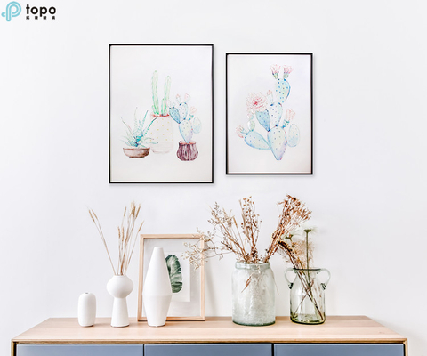 Chinois moderne style nordique plante verte décoration murale Art peinture en verre pour la décoration de la maison