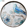 Oiseaux décoratifs faciles à nettoyer et peinture murale en verre de cercle d'art de fleur