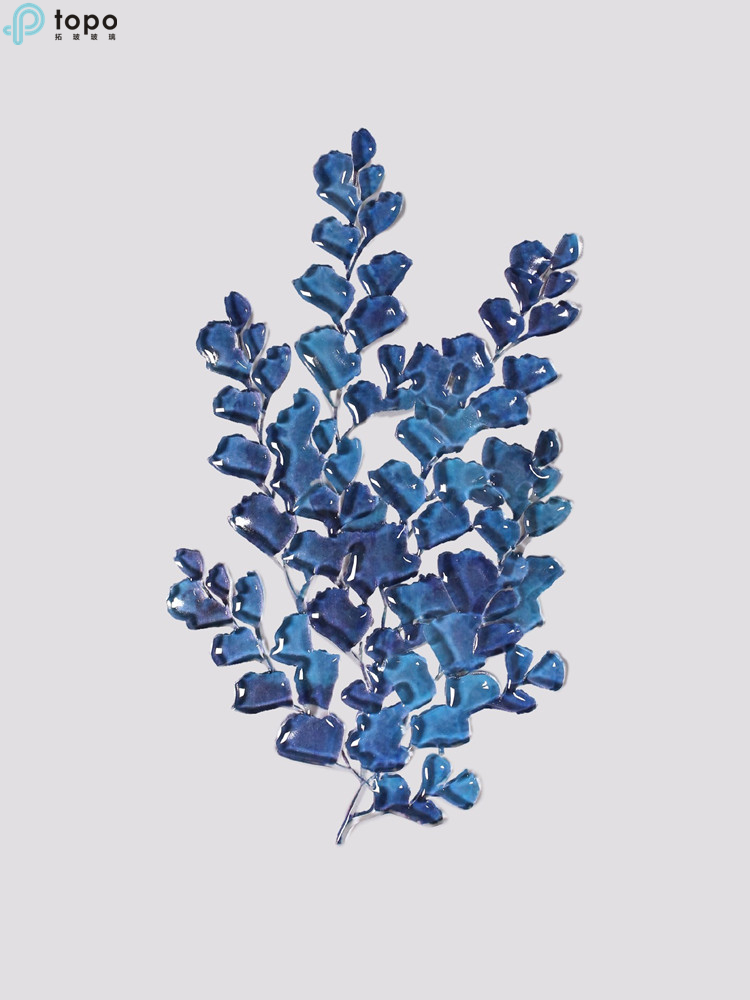 Gros nordique nouveau design plantes vertes fleur Tenture murale décoration en verre peinture