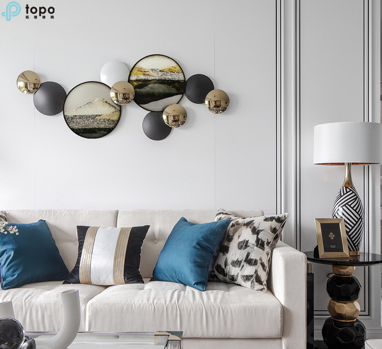 Peinture moderne en verre d'art moderne de cercle de 400mm 500mm de style chinois sur l'approvisionnement