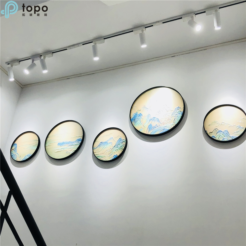 En gros paysage moderne 400 mm 500 mm cercle décoratif métal encadré peinture murale