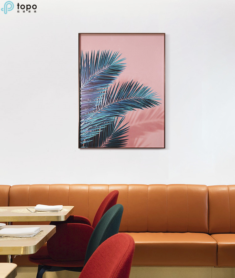 Guangzhou H800mm * 600mm Nordique En Gros Vert Plante Suspendue Mur Verre Peinture pour La Décoration Intérieure