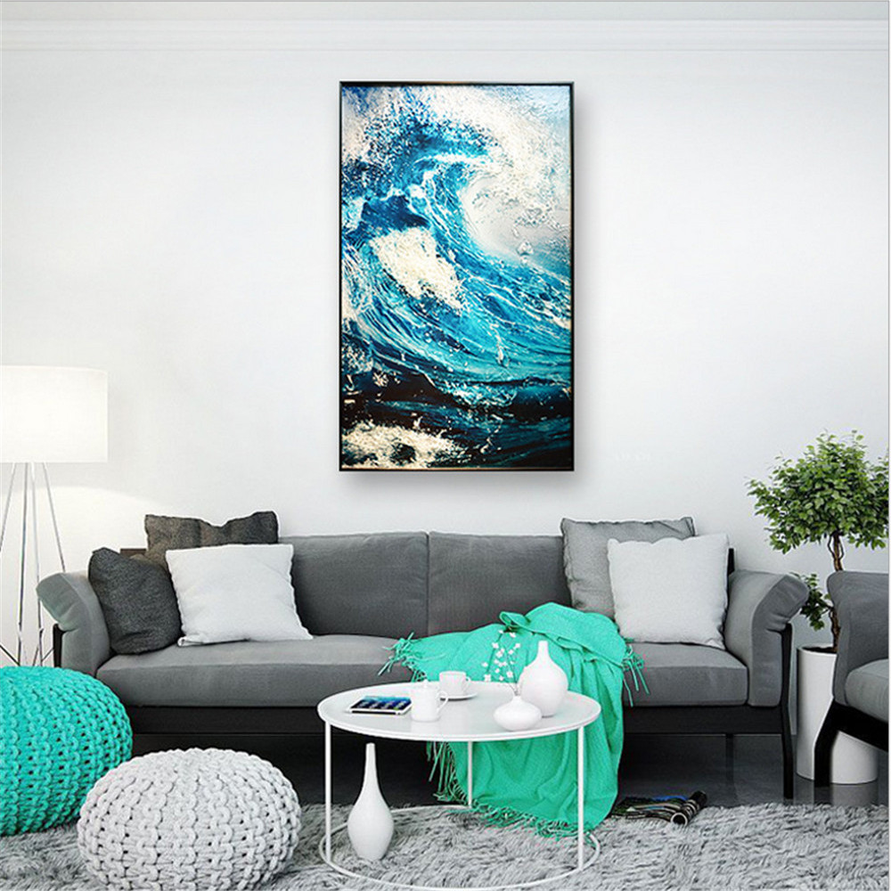 Salon Décoratif 1000mm*600mm et 1610mmx910mm Les Vagues Galss Peinture