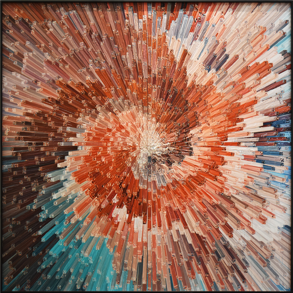 Peintures sur verre murales tridimensionnelles géométriques décoratives de style moderne