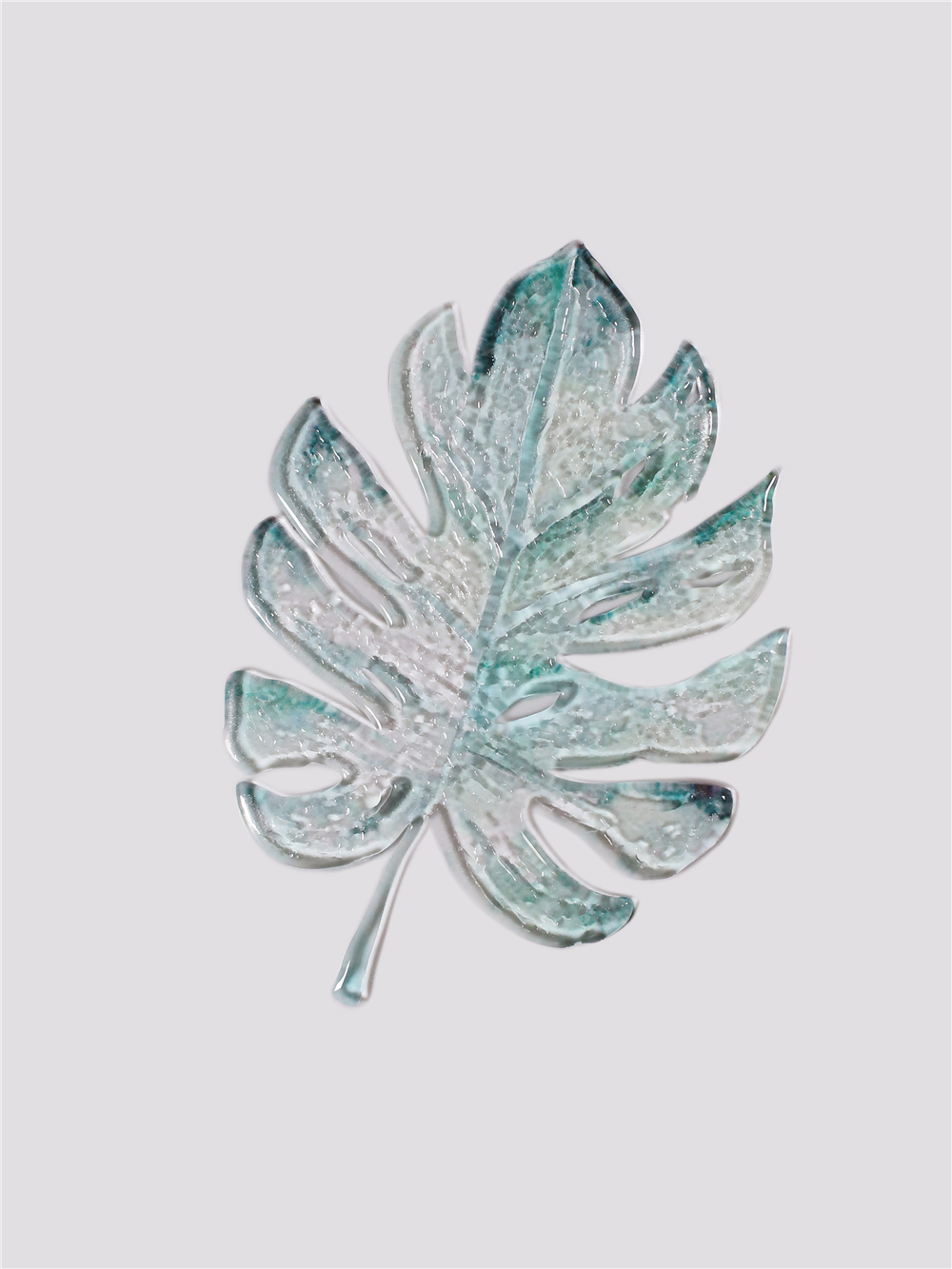 Peinture décorative en verre de fusion de tenture murale de feuille verte d'art de petite taille