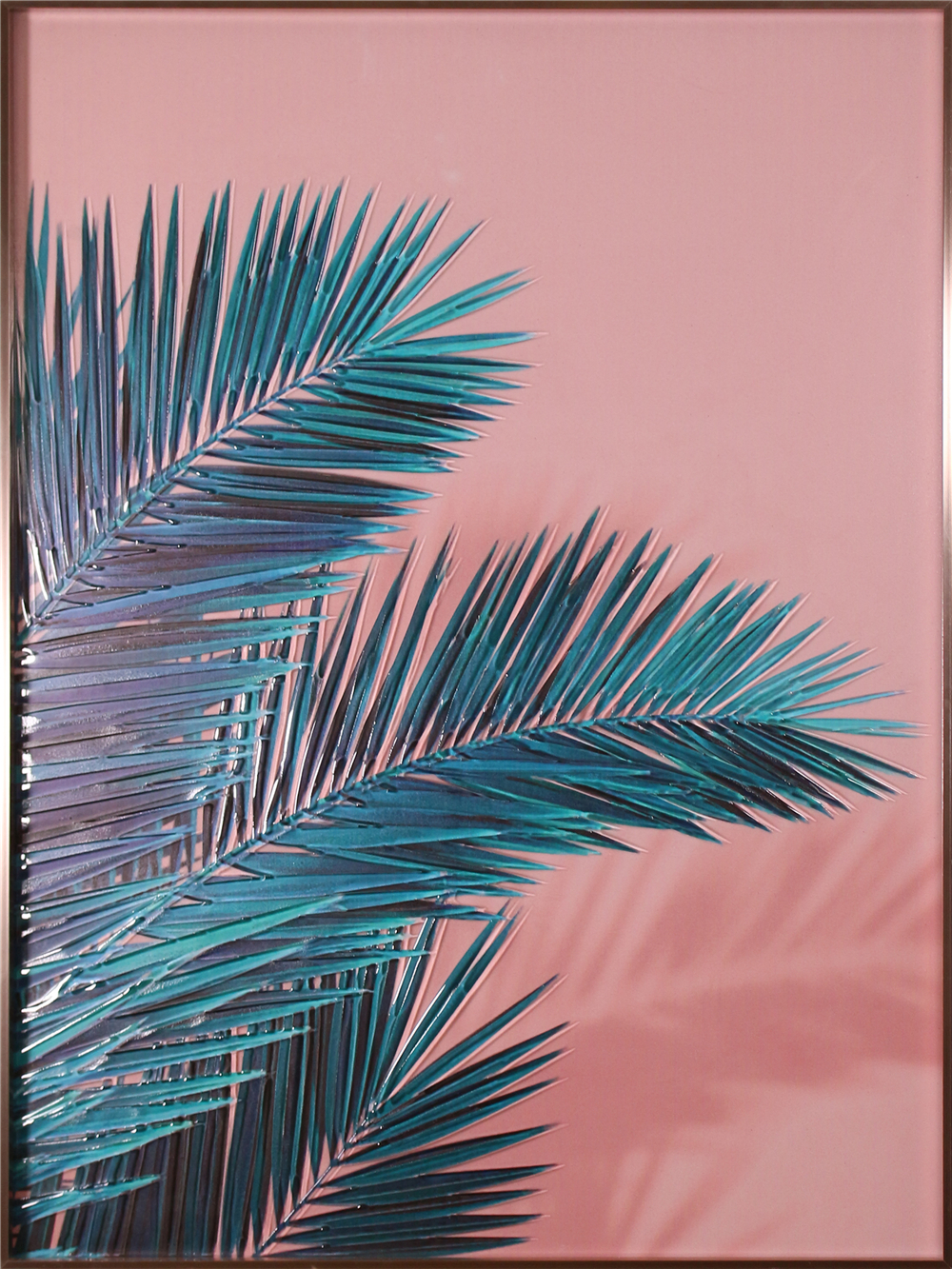 Guangzhou H800mm * 600mm nordique gros plante verte suspendue peinture murale en verre pour la décoration intérieure