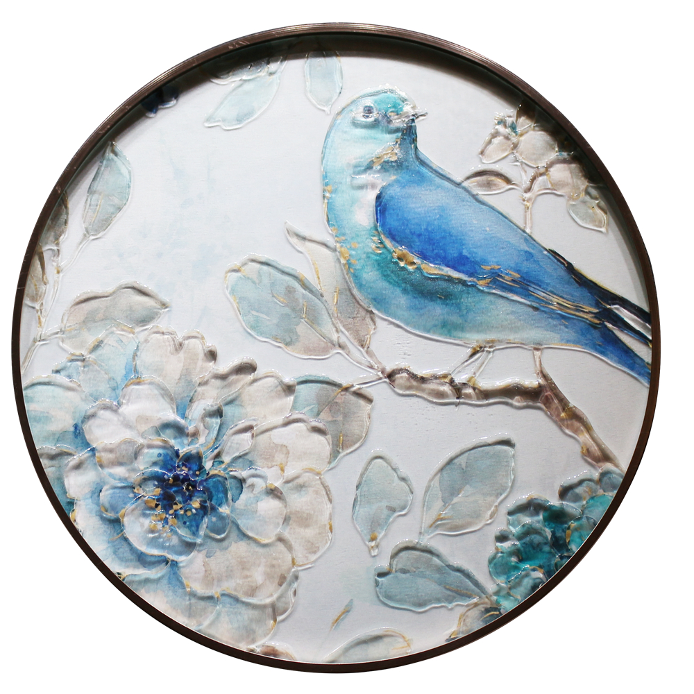Nettoyez facilement les oiseaux décoratifs et l'art floral, cercle de tenture murale, peinture sur verre