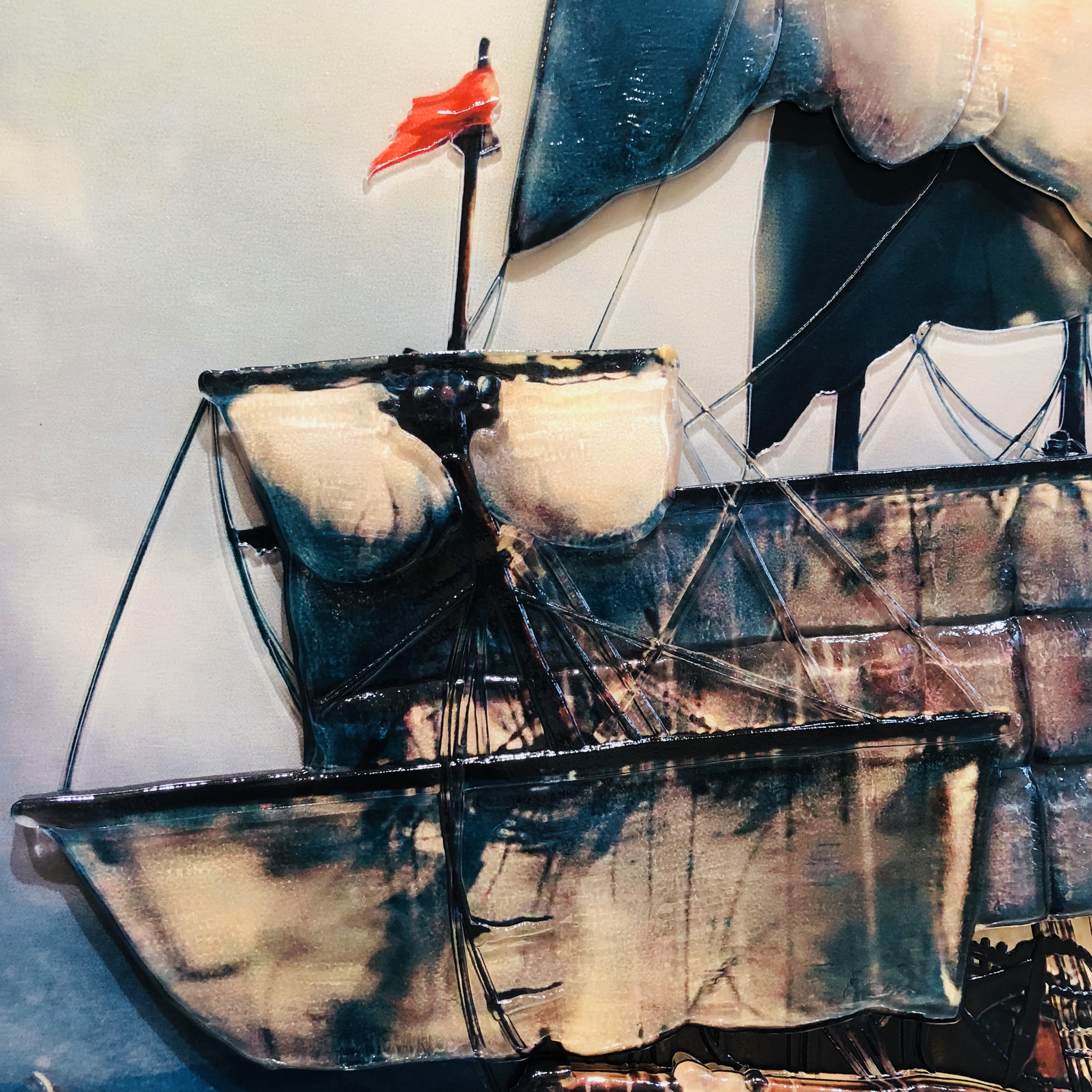 Peintures en verre de photo de mur d'art de voilier gravé abstrait H1610mm*910mm