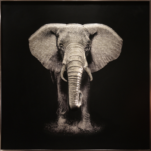 Peinture en verre d'éléphant réaliste 3D sur du verre ultra clair à faible teneur en fer
