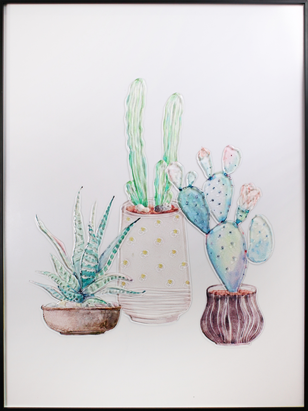 Peinture sur verre d'art de décoration murale de plante verte de Style nordique moderne chinois pour la décoration de la maison