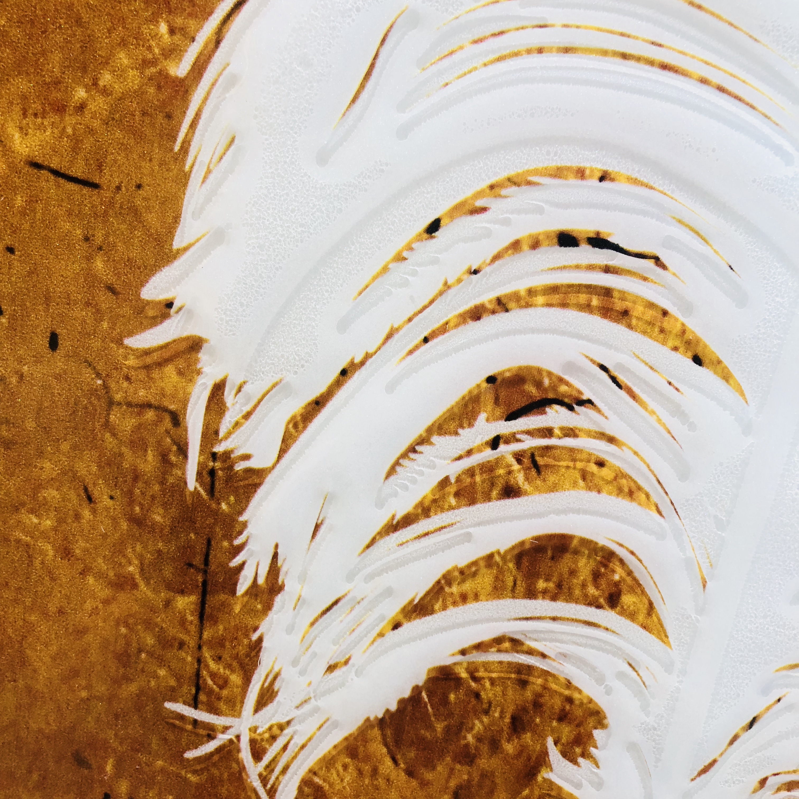 Peintures en verre incrustées d'art gravé par plume blanche colorée de style moderne