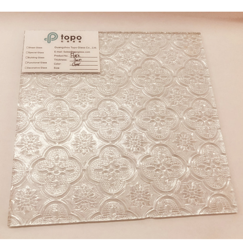 3 mm 4 mm 5 mm Verre transparent / bleu / bronze / vert à motif de flore