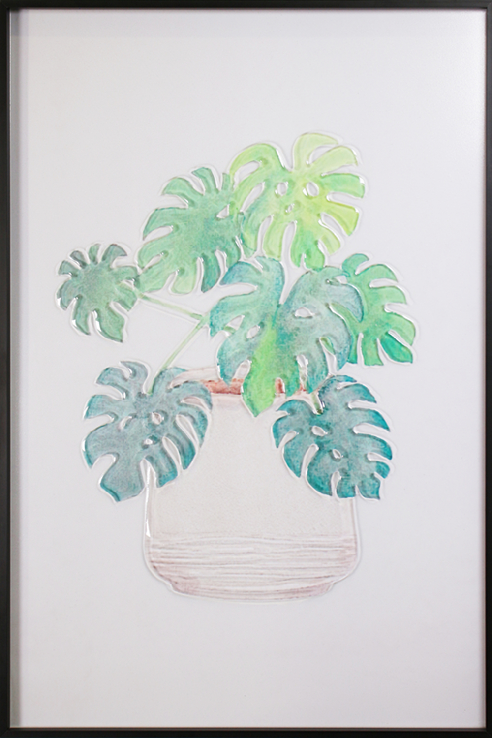 Peinture sur verre d'art de décoration murale de plante verte de Style nordique moderne chinois pour la décoration de la maison