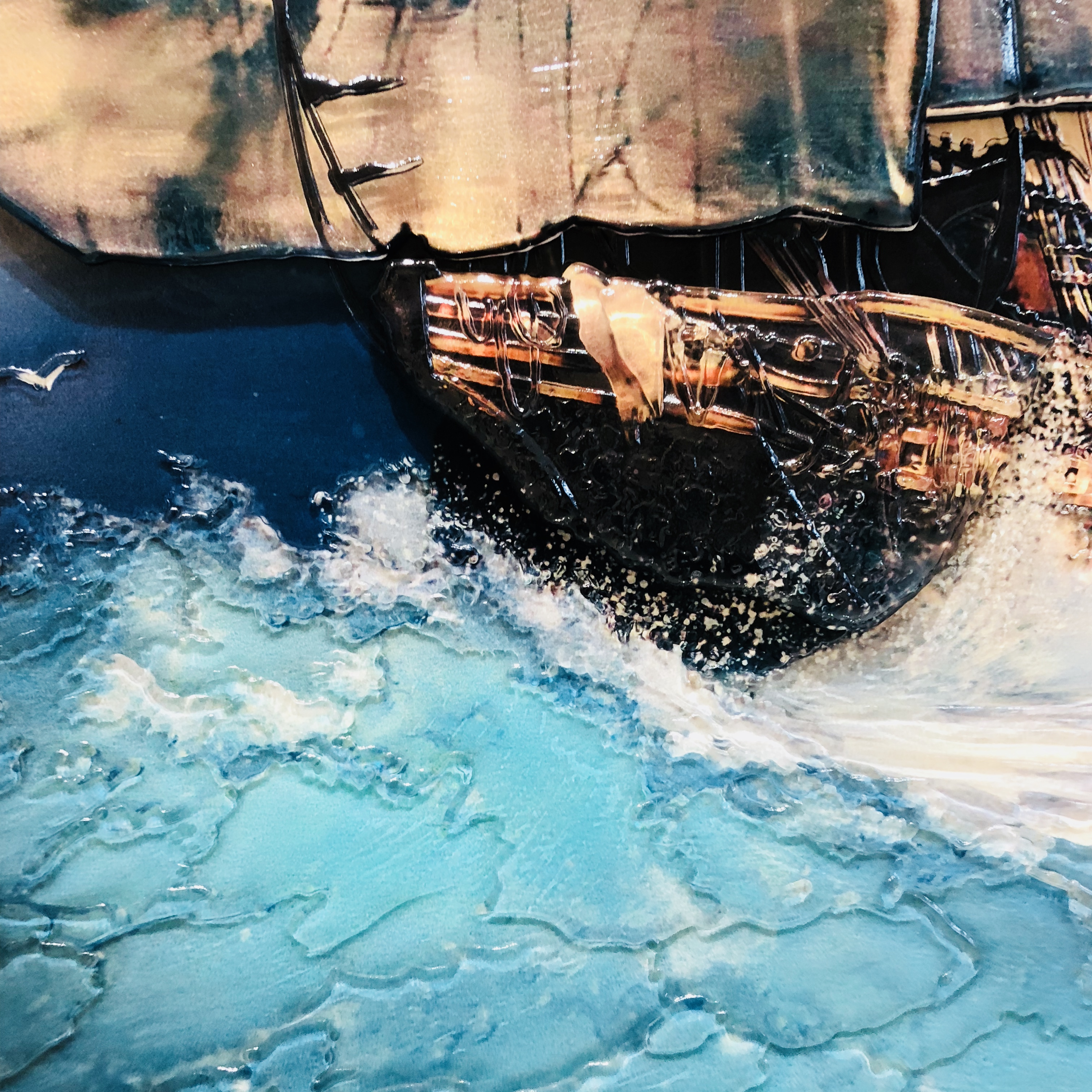 Peintures en verre de photo de mur d'art de voilier gravé abstrait H1610mm*910mm