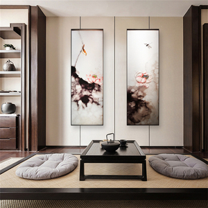 Peinture en verre de doublure de lotus incrustée accrochante de style moderne 3D