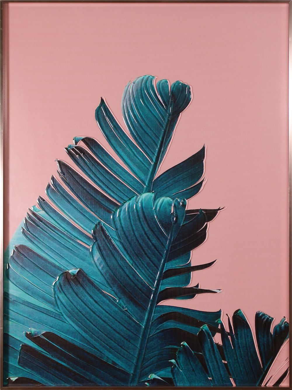 Guangzhou H800mm * 600mm nordique gros plante verte suspendue peinture murale en verre pour la décoration intérieure