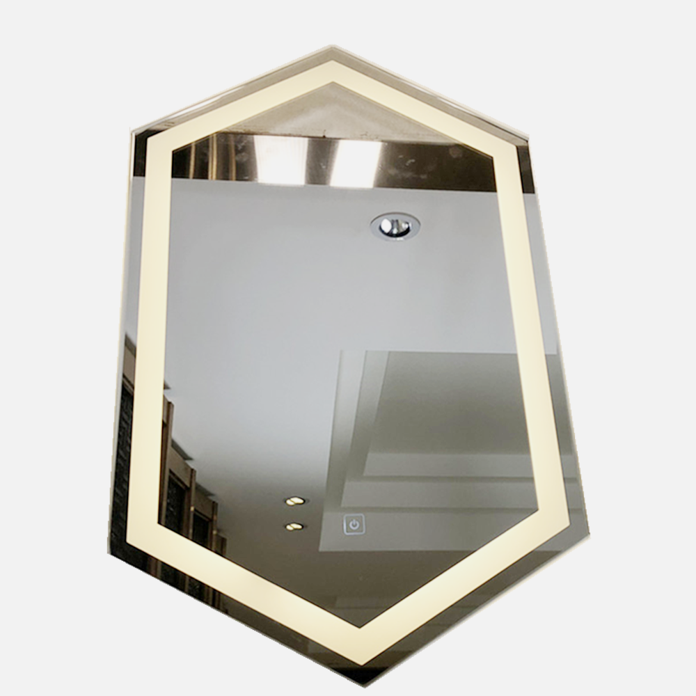 Miroir argenté hexagonal HD 5 mm, miroir anti-buée à LED, miroir argenté