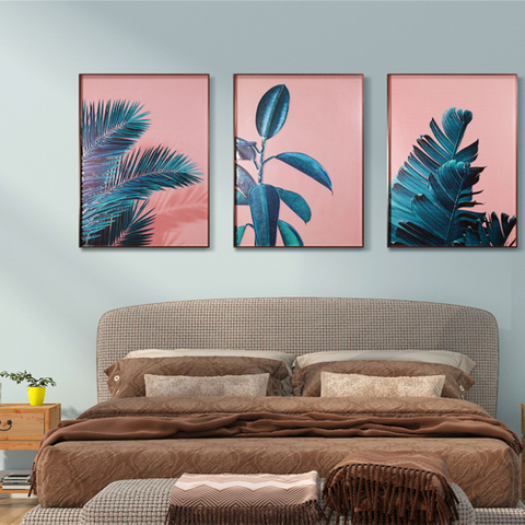 Guangzhou H800mm * 600mm nordique gros plante verte suspendue peinture murale en verre pour la décoration intérieure