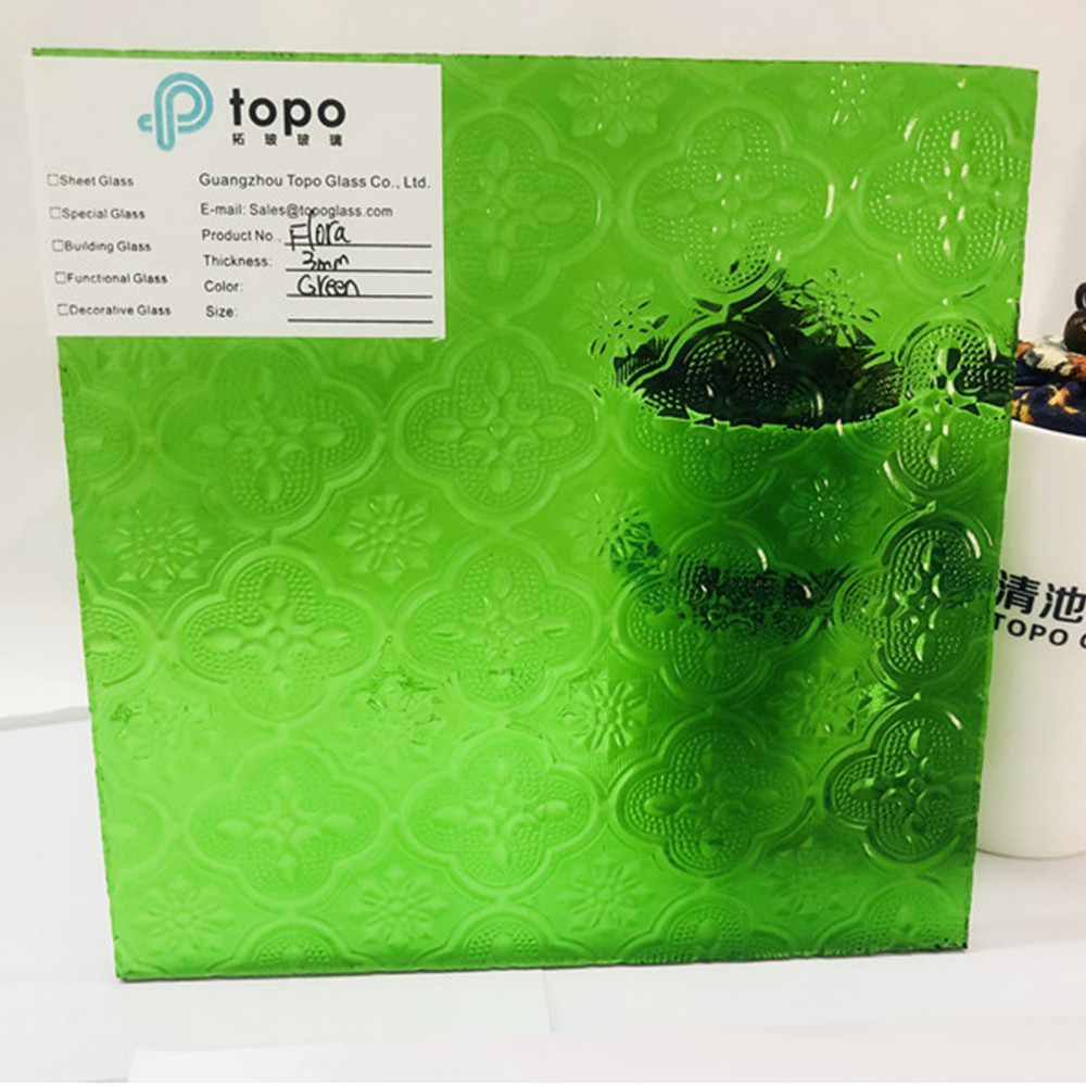 3 mm 4 mm 5 mm Verre transparent / bleu / bronze / vert à motif de flore