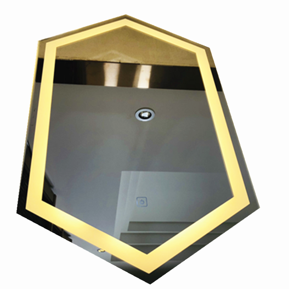 Miroir argenté hexagonal HD 5 mm, miroir anti-buée à LED, miroir argenté