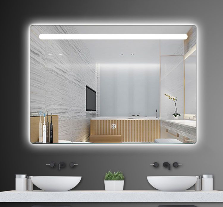 Miroir mural argenté clair de 5 mm pour salle de bain