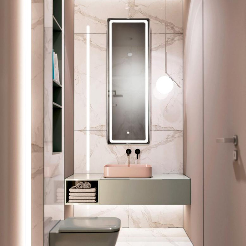 Miroir de salle de bain décoratif avec lampe LED