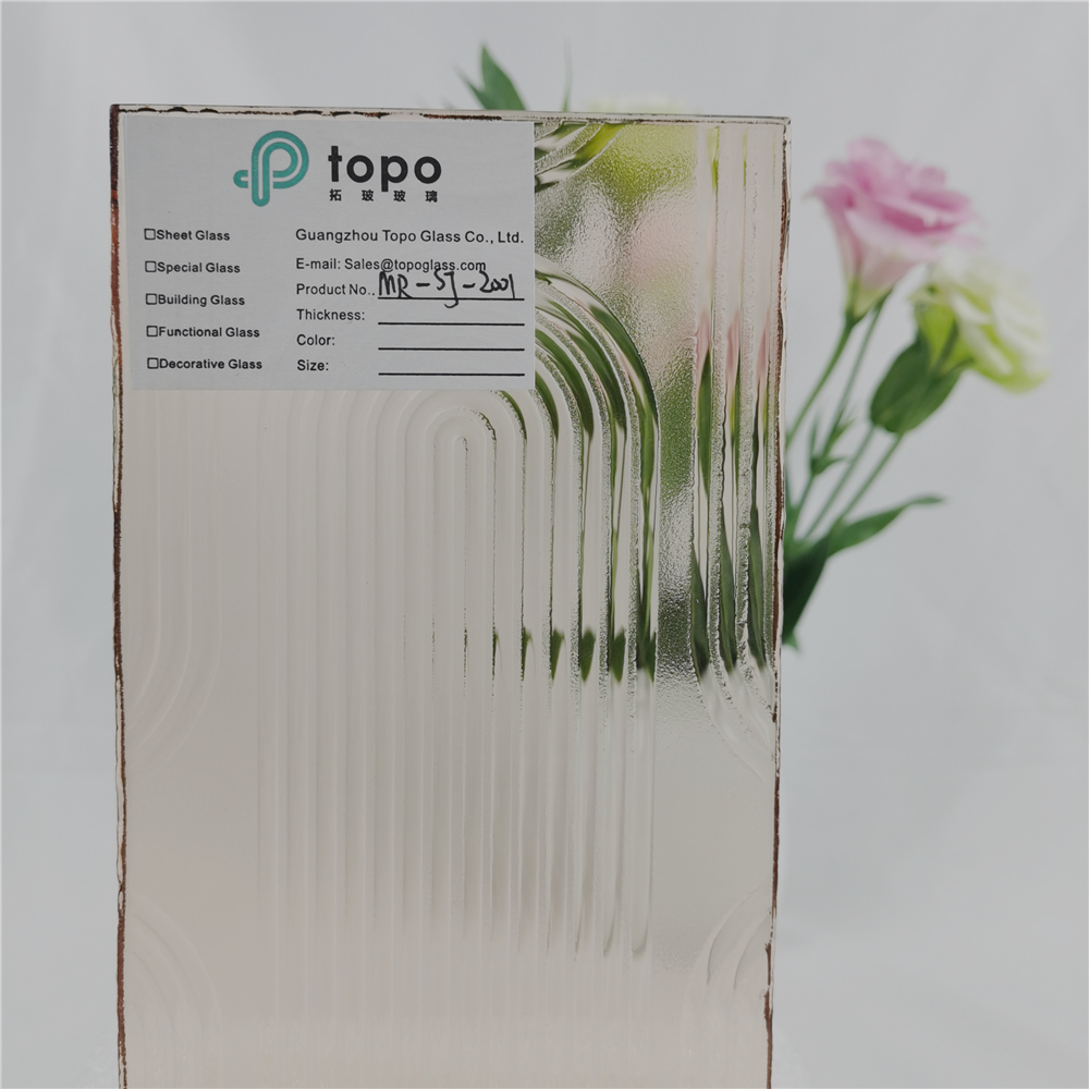 5mm 6mm Verre décoratif à motif fondu en relief rose