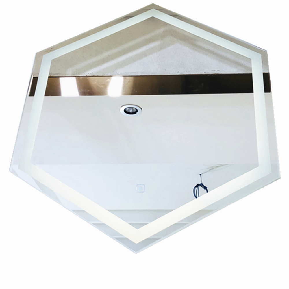 Miroir argenté hexagonal HD 5 mm, miroir anti-buée à LED, miroir argenté