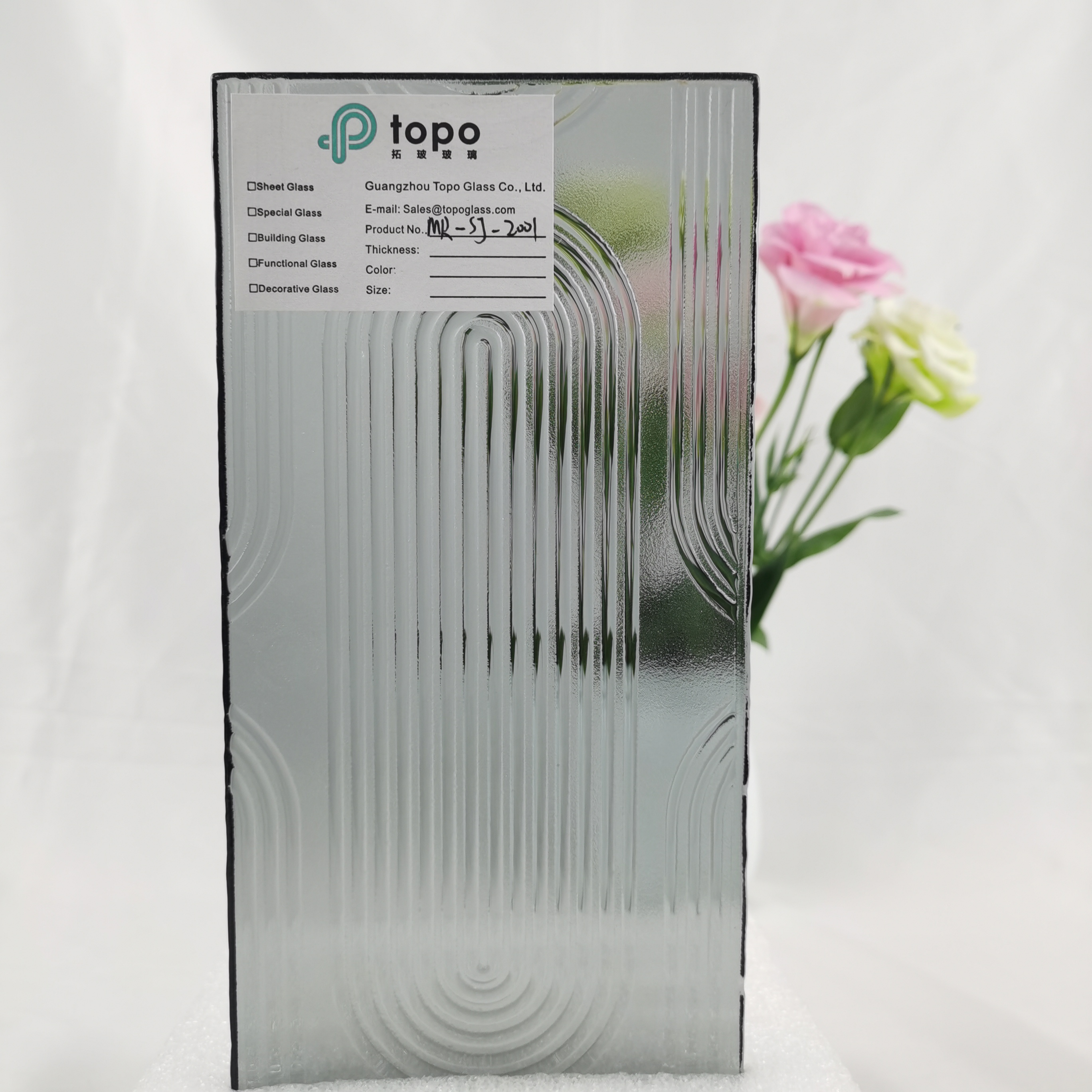 5mm 6mm Verre décoratif à motif fondu en relief rose