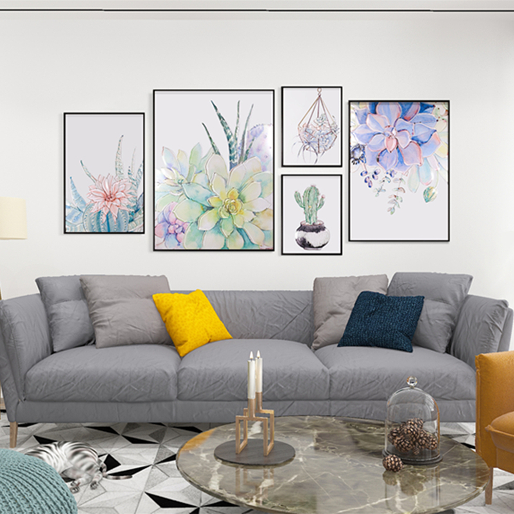 Art mural suspendu moderne décor coloré plante succulente Loft peinture sur verre