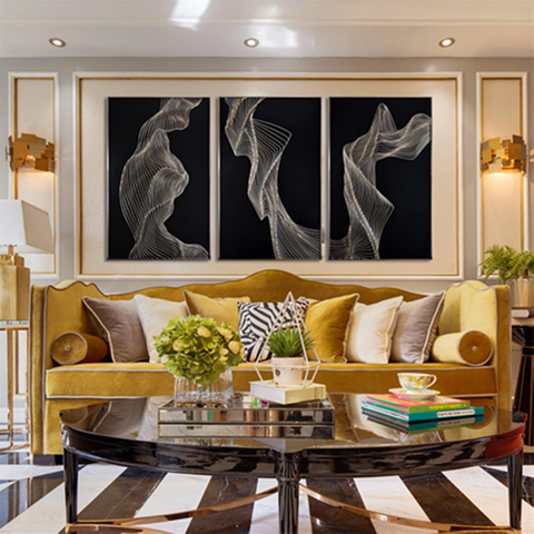 Peinture de verre de mur d'art de soulagement de cadre en métal de sécurité abstraite durcie en solde