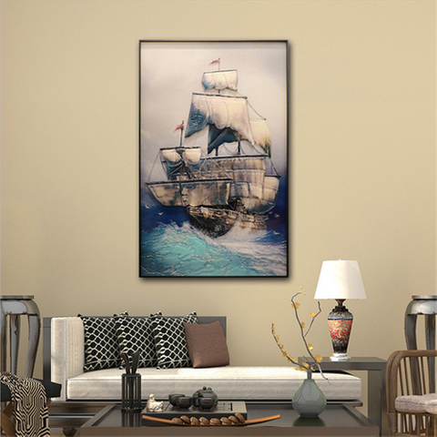 Peintures en verre de photo de mur d'art de voilier gravé abstrait H1610mm*910mm